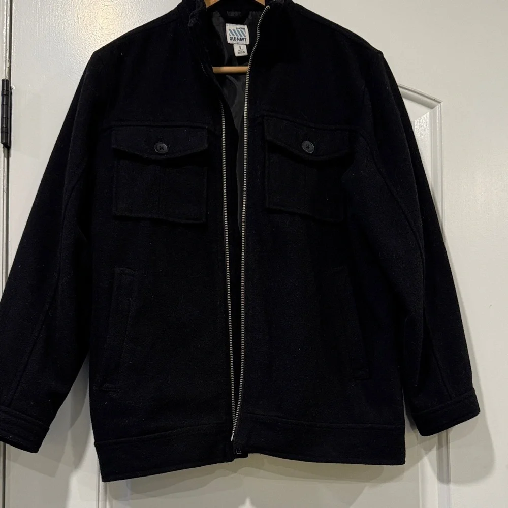 Old Navy Kids Black Wool-blend Jacket Size Large 10/12yrs.